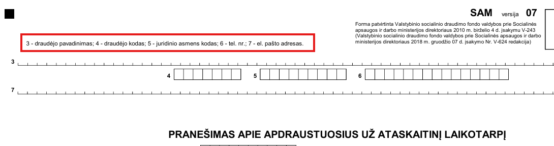 SAM mėnesio ataskaitos duomenų peržiūra